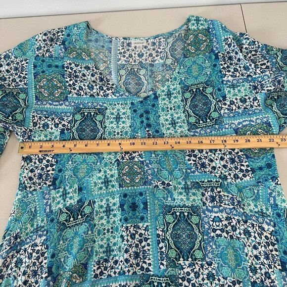 Avenue Tunic Top Patchwork Print Aqua Floral size 18 - Picture 10 of 10